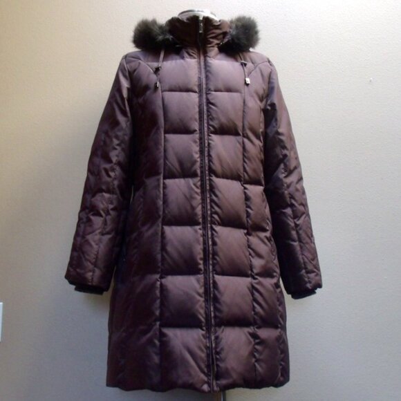 MICHAEL by Michael Kors Long Down Puffer Jacket Faux Fur Hood Sz LG - Picture 4 of 15